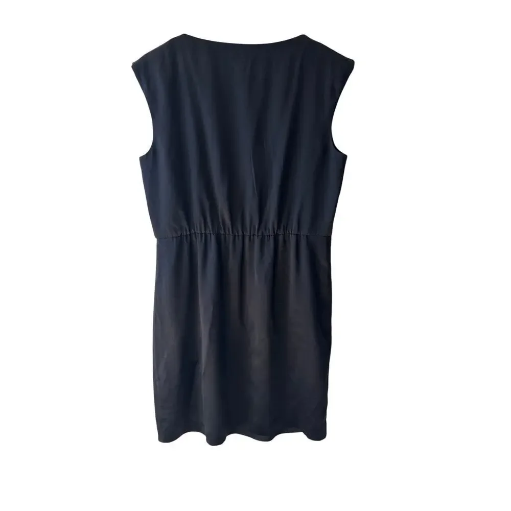Theory Black Silk Sleeveless Mini Dress with Cinched Waist Size 8 Shyann